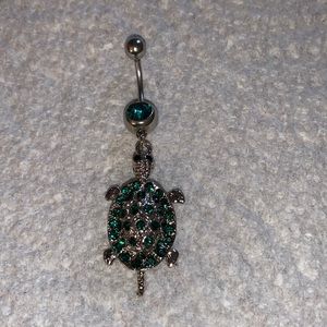 Dark green gem 🐢 belly ring